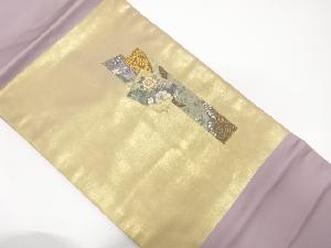 短冊に色紙・花唐草模様刺繍名古屋帯